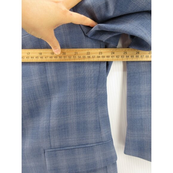 Lauren Ralph Lauren Label Sport Coat 46 Blue Blazer Wool Blend Plaid - Picture 5 of 13
